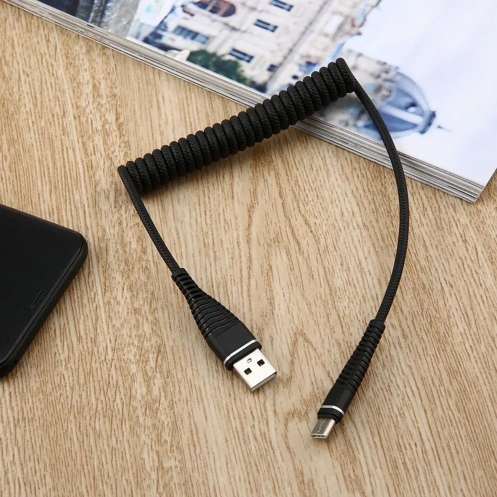 USB-C кабель типа C растягивается спиральная пружина Type-C мужской удлинитель для
