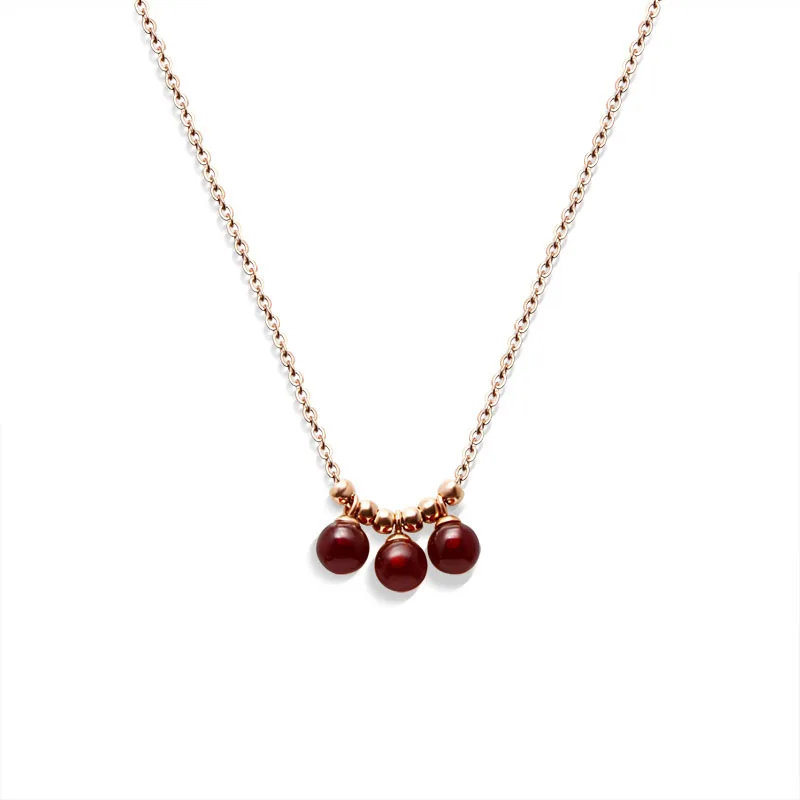 Hot Sale Three Red Beads Rose Gold Color / Silver Color / Gold Color Titanium Steel Necklaces
Hot Sale Three Red Beads Rose Gold Color / Silver Color / Gold Color Titanium Steel Necklaces