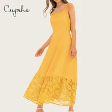 CUPSHE женское желтое кружевное платье комбинация 2019 Новое пляжное