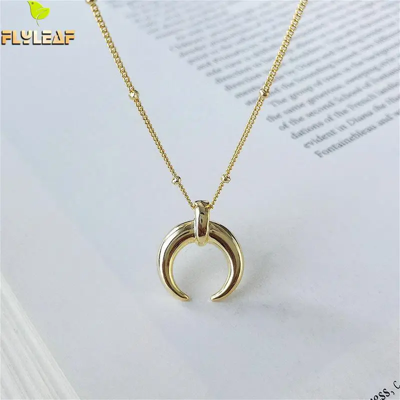 Flyleaf 18k Gold Moon Real 925 Sterling Silver Necklace For Women Fashion Chain Fine Jewelry Crescent Bead Necklaces & Pendants
Flyleaf 18k Gold Moon Real 925 Sterling Silver Necklace For Women Fashion Chain Fine Jewelry Crescent Bead Necklaces & Pendants