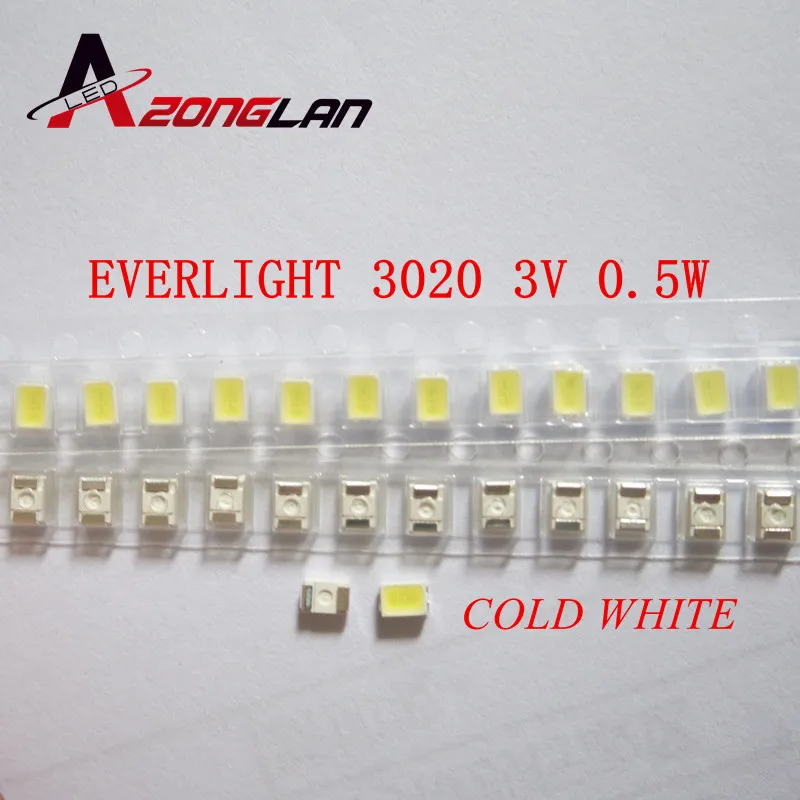 50 шт. светодиодная подсветка EVERLIGHT 0 5 Вт 3 в 3020 холодный белый ноутбук/планшет