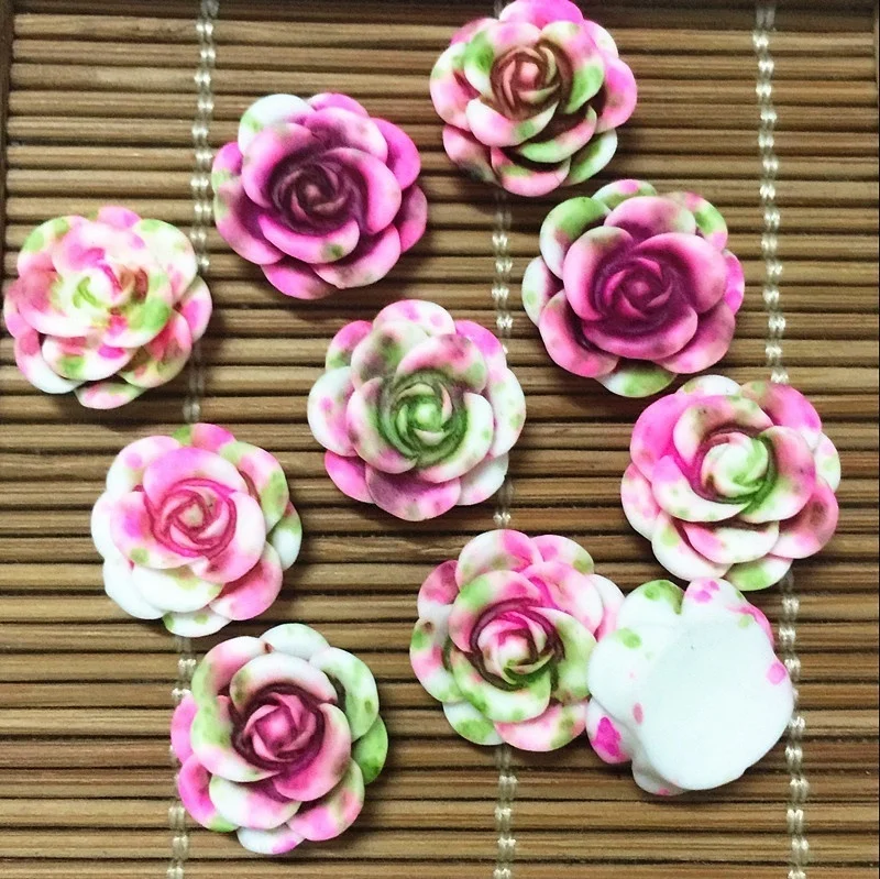 50pcs Resin Rose Flower flatback Appliques For phone wedding crafts RH-8