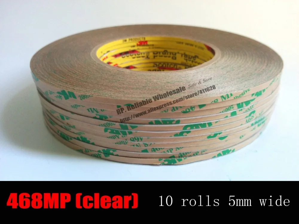10 Rolls (5mm*55M 0.13mm) 3M 468MP High Performance Double Adheisve Transfer Tape High Temperature Resist for Nameplate Screen
10 Rolls (5mm*55M 0.13mm) 3M 468MP High Performance Double Adheisve Transfer Tape High Temperature Resist for Nameplate Screen