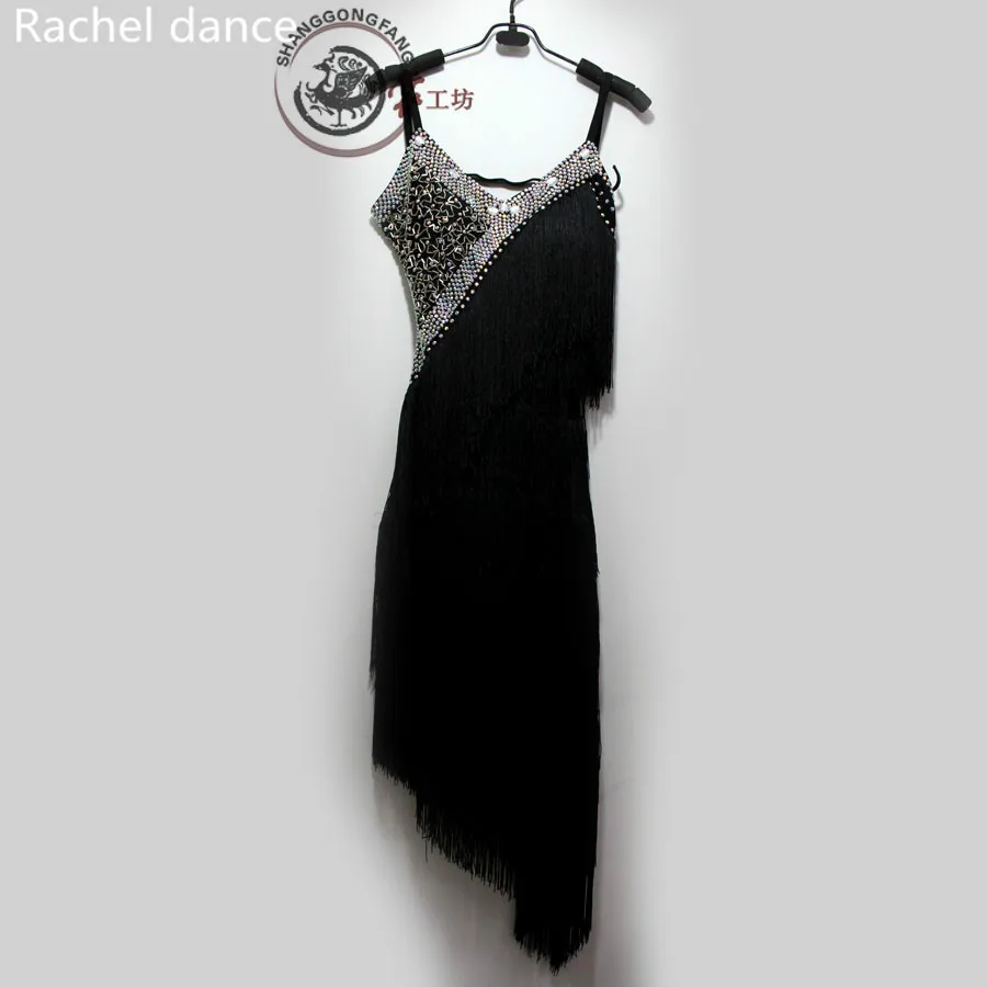 Одежда для латинских танцев с вышивкой расшитая блестками без рукавов открытой