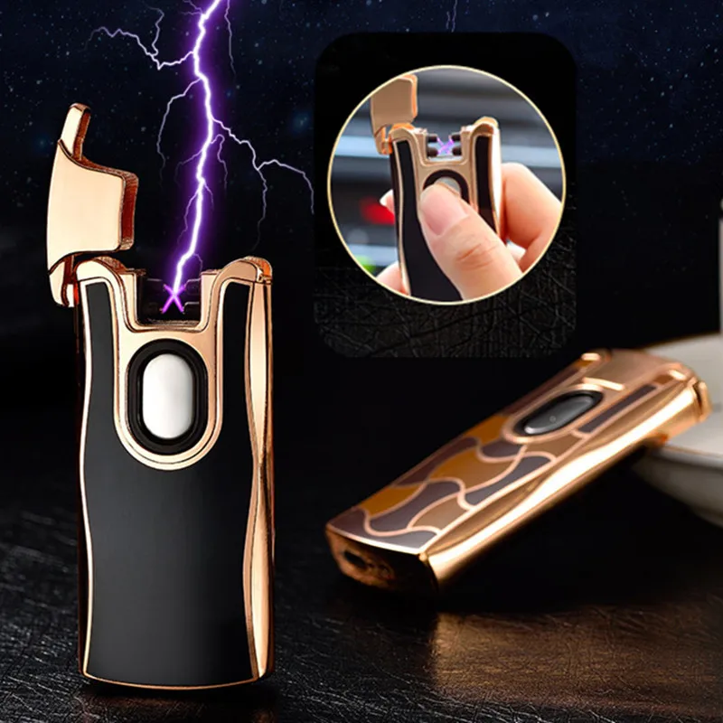 Новинка 2017 года USB электрическая двойная дуговая металлическая зажигалка