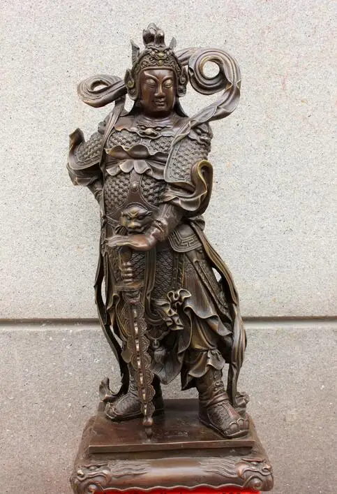 Китайские из чистой бронзы Буддизм Вэй tuo Veda двери god warrior Сканда статуя Будды|statues