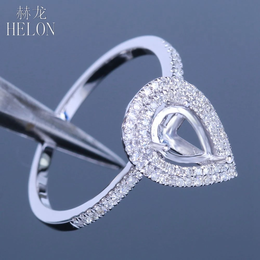 HELON Solid 14K White Gold 7mmx5mm Pear Cut Semi Mount Engagement Wedding Natural Diamonds Fine Ring For Women Exquisite Jewelry
HELON Solid 14K White Gold 7mmx5mm Pear Cut Semi Mount Engagement Wedding Natural Diamonds Fine Ring For Women Exquisite Jewelry