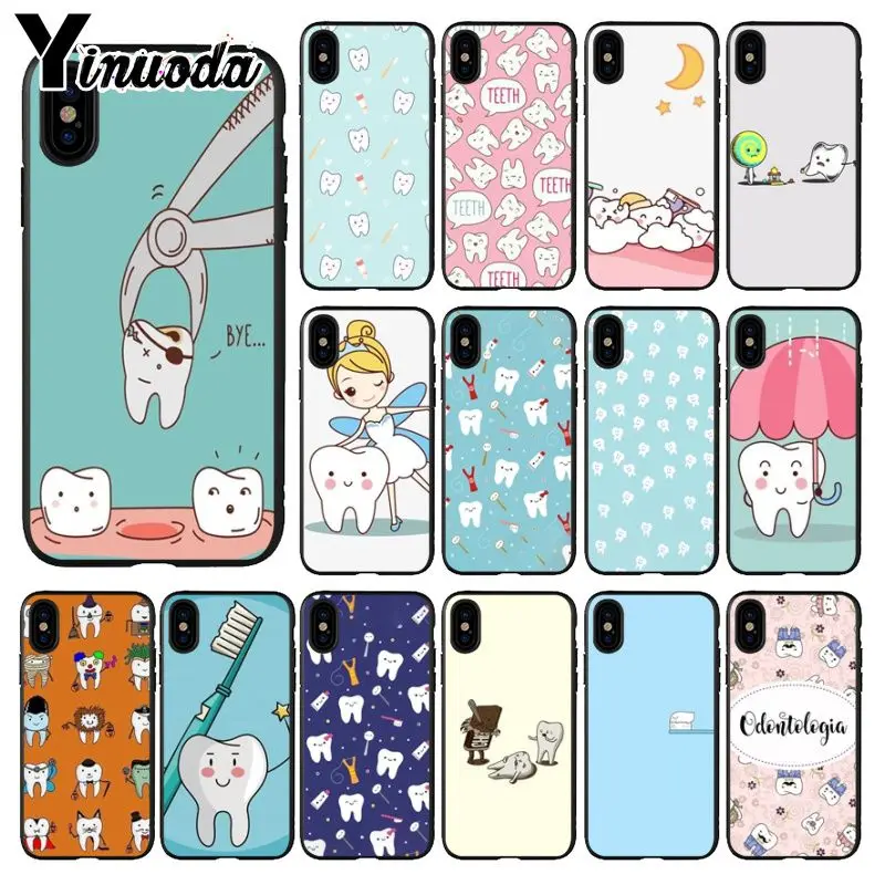 Yinuoda чехол для телефона из мягкого силикона и ТПУ с рисунком зубов Apple iPhone 8 7 6 6S Plus X