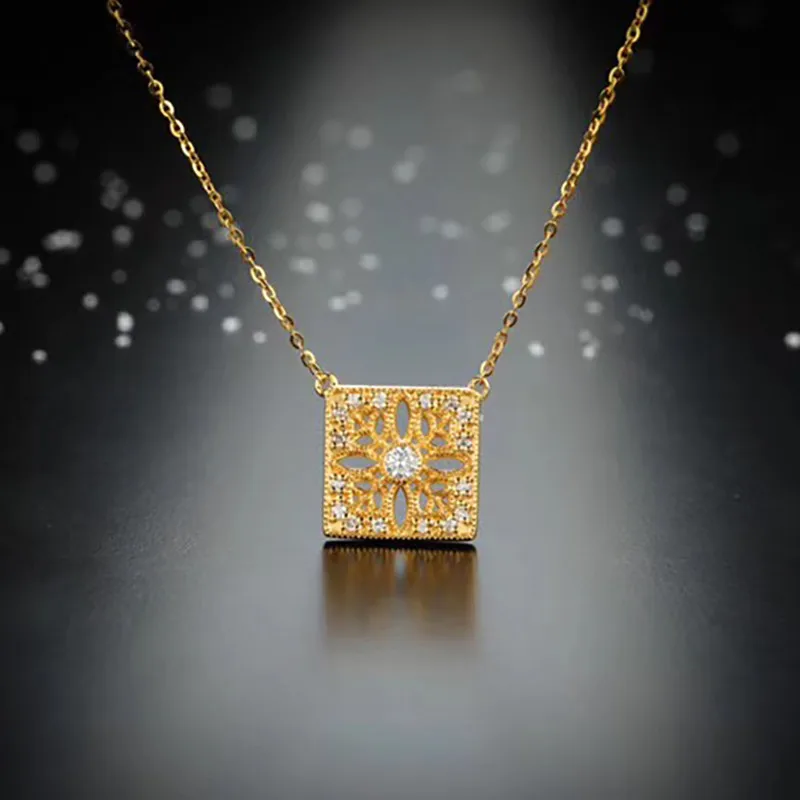 Aazuo Real 18K Yellow Gold Real Diamonds Micro Pave Square Pendent Necklace gifted for Women Wedding Engagement Party Au750
Aazuo Real 18K Yellow Gold Real Diamonds Micro Pave Square Pendent Necklace gifted for Women Wedding Engagement Party Au750