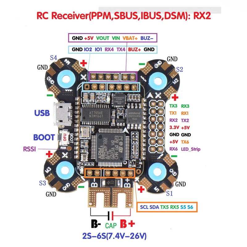 JHEMCU F722 Flight Control Board 2-6S OSD 5V/2A BEC Current with 25V Capacitor 30x30mm Flight Controller For RC Drone
JHEMCU F722 Flight Control Board 2-6S OSD 5V/2A BEC Current with 25V Capacitor 30x30mm Flight Controller For RC Drone