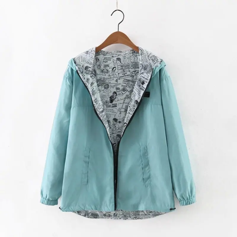 FEKEHA Autumn Women Bomber Basic Jacket Pocket Zipper Hoodies Women Two Side Wear Cartoon Print Outwear Loose Coat
FEKEHA Autumn Women Bomber Basic Jacket Pocket Zipper Hoodies Women Two Side Wear Cartoon Print Outwear Loose Coat
