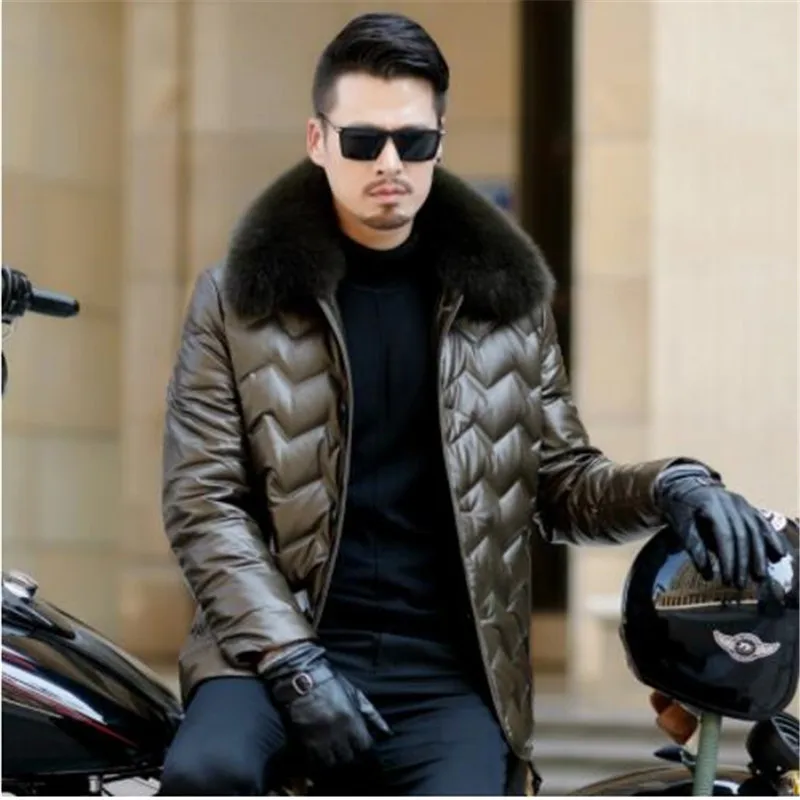 Jaqueta Couro Sale Men Engine Leather Parka Winter Down Jacket 2020 New Middle-aged Sheep Coats Large Size Outerwear Male
Jaqueta Couro Sale Men Engine Leather Parka Winter Down Jacket 2020 New Middle-aged Sheep Coats Large Size Outerwear Male