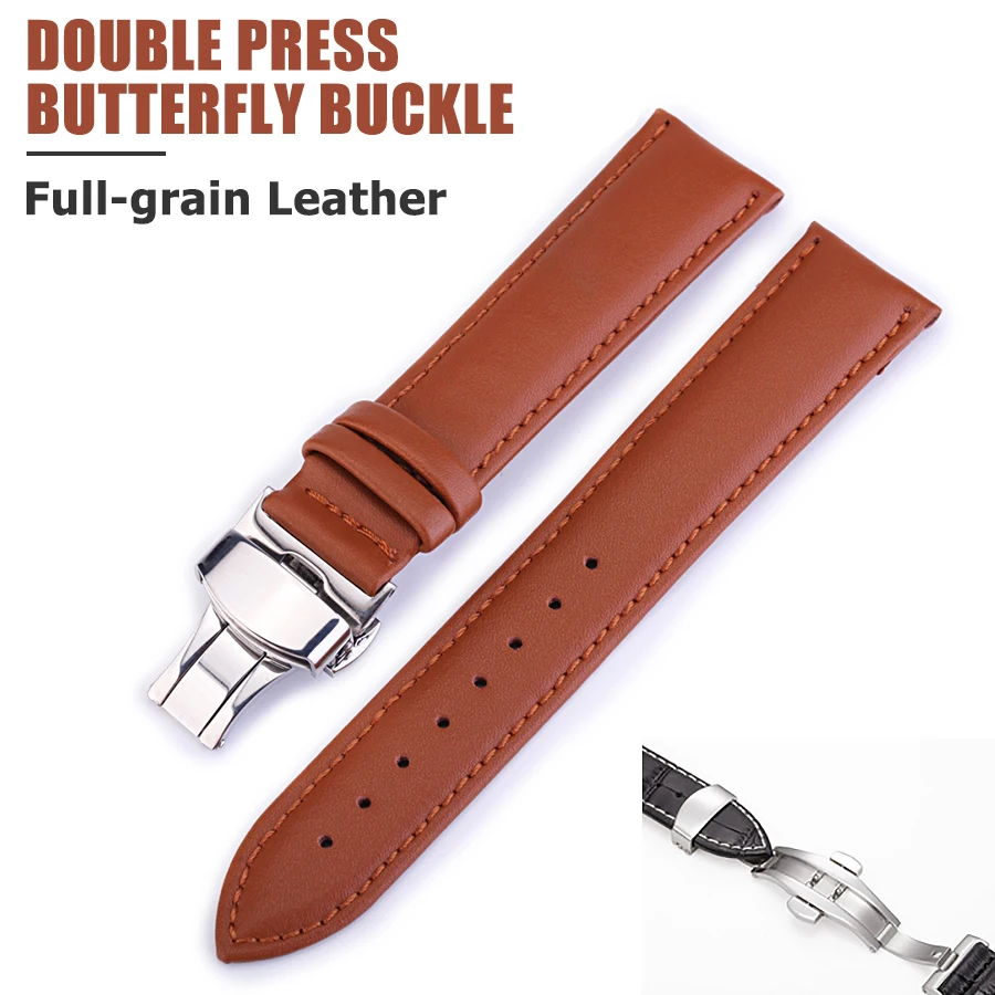 12mm-24mm Full Size Plain weave Genuine Leather Watchband Double press Butterfly buckle Strap Accessories For Men Women 2018
12mm-24mm Full Size Plain weave Genuine Leather Watchband Double press Butterfly buckle Strap Accessories For Men Women 2018
