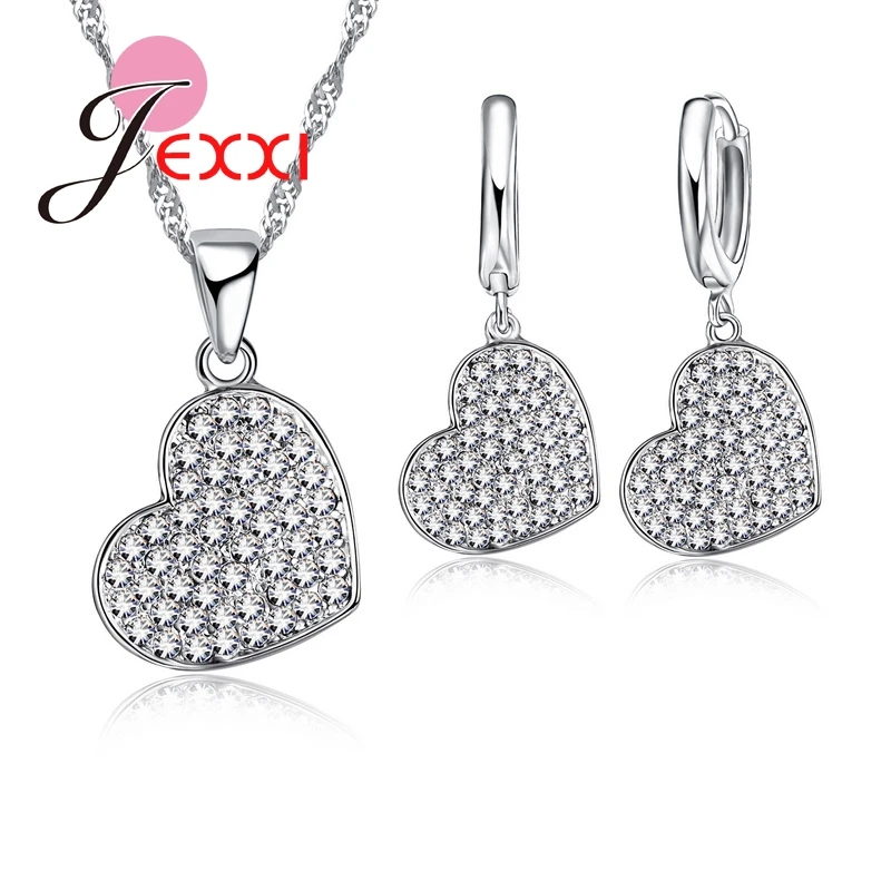 Wedding Jewelry Sets Party Evening Dress Accessories Bijoux 925 Sterling Silver Full Crystal Heart Necklace Earrings Brincos
Wedding Jewelry Sets Party Evening Dress Accessories Bijoux 925 Sterling Silver Full Crystal Heart Necklace Earrings Brincos