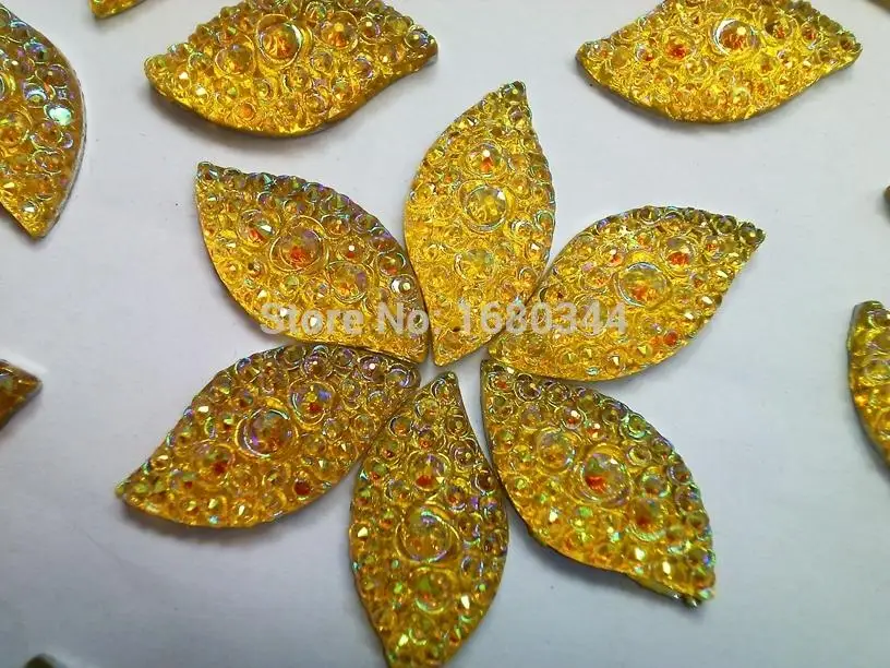 

Beads Sew on stones rhinestones Golden AB colour resin crystal Navette shape 16*30mm flatback 2 holes gem stones 50pcs/lot
