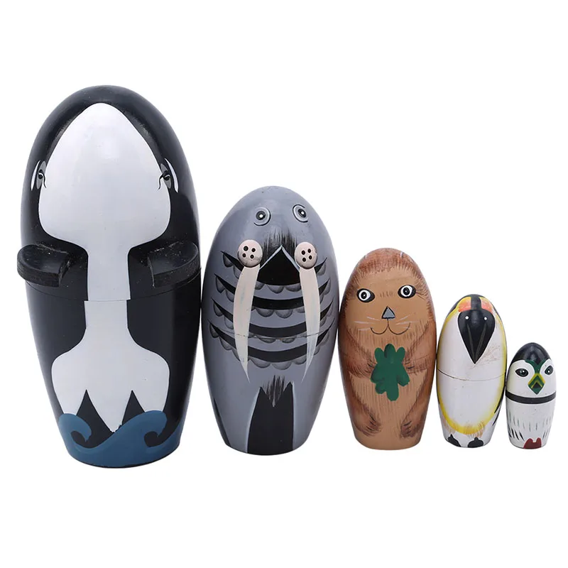 5 PCS Wooden Matryoshka Doll Marine Animal Whale Russian Dolls Gift Handmade Crafts home decorations
5 PCS Wooden Matryoshka Doll Marine Animal Whale Russian Dolls Gift Handmade Crafts home decorations