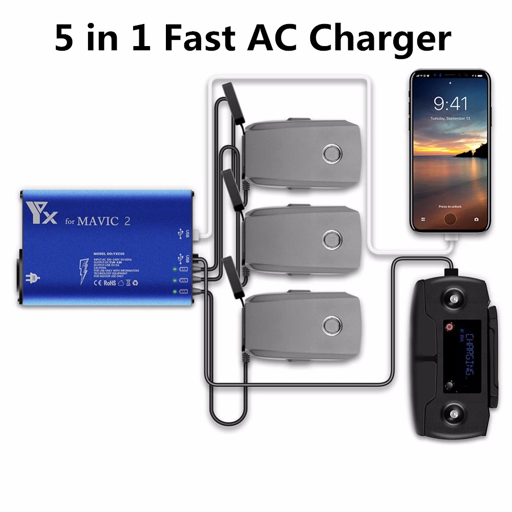 Mavic 2 Pro Drone Battery Charger 5in1 Charging Hub for DJI Mavic 2 Zoom Pro Intelligent Battery Car Charging Adapter
Mavic 2 Pro Drone Battery Charger 5in1 Charging Hub for DJI Mavic 2 Zoom Pro Intelligent Battery Car Charging Adapter