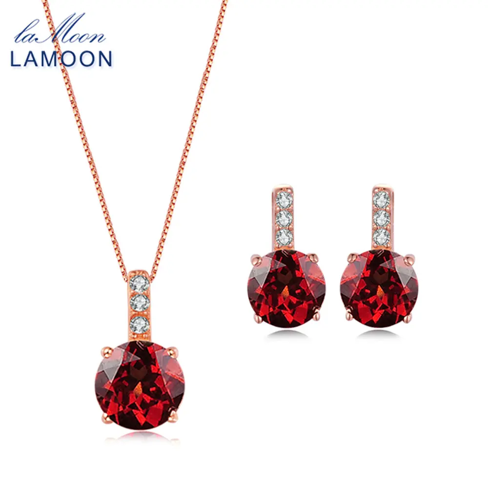 LAMOON Necklace Earrings Set Trendy 2ct Natural Red Garnet 925 Sterling Silver Fine Jewelry Set for Women Wedding Vintage V014-5
LAMOON Necklace Earrings Set Trendy 2ct Natural Red Garnet 925 Sterling Silver Fine Jewelry Set for Women Wedding Vintage V014-5