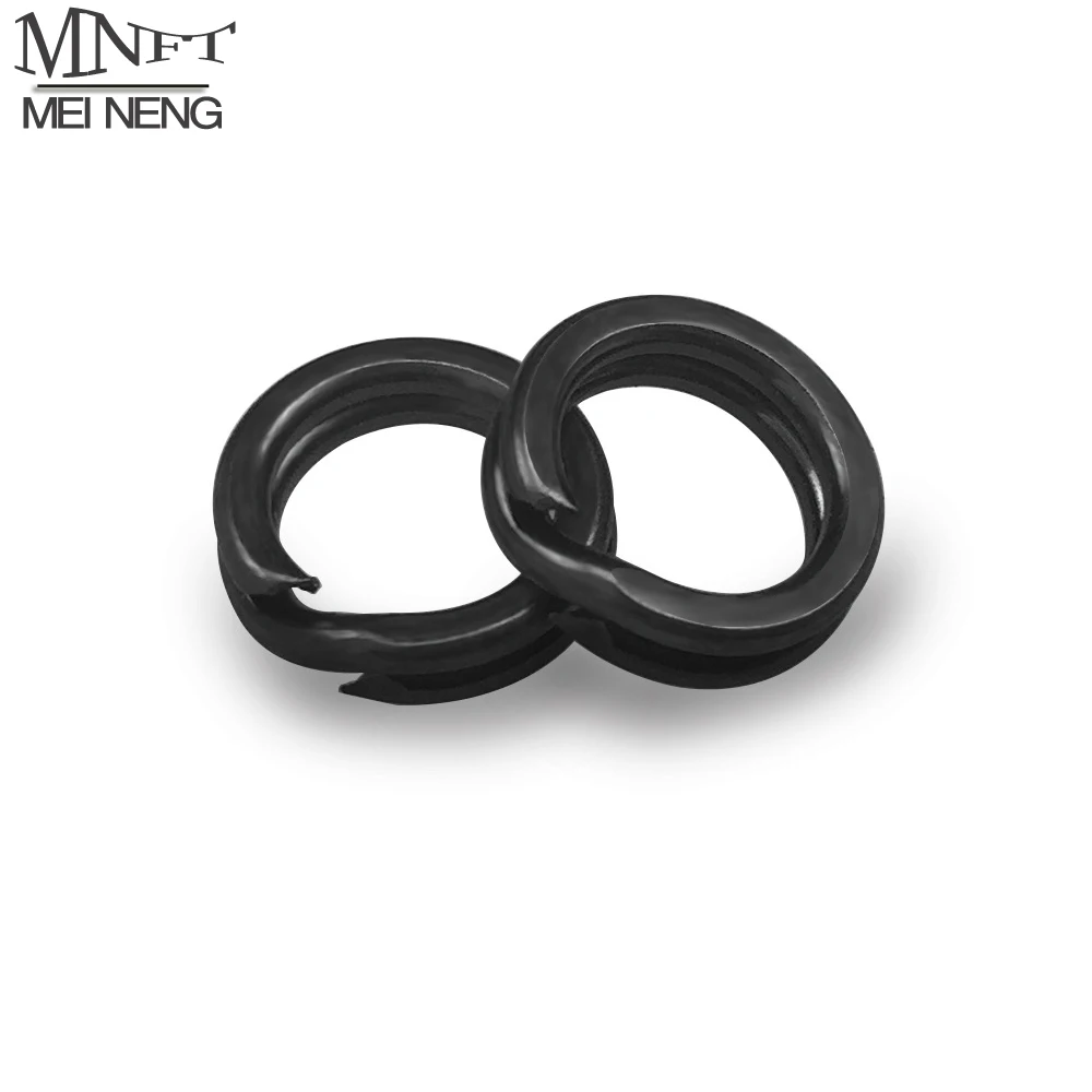 

MNFT 500pcs Squashed Fishing Split Ring Stainless Steel Snap Swivel Lure Tackle Matt Black Double Loop For Bait Connector