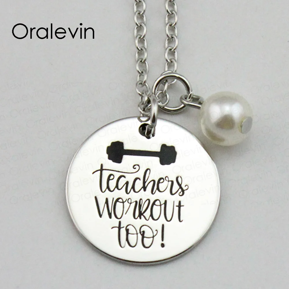 TEACHERS WORKOUT TOO Inspirational Hand Stamped Engraved Custom Pendant Female Link Chain Necklace Jewelry,10Pcs/Lot, #LN1795
TEACHERS WORKOUT TOO Inspirational Hand Stamped Engraved Custom Pendant Female Link Chain Necklace Jewelry,10Pcs/Lot, #LN1795