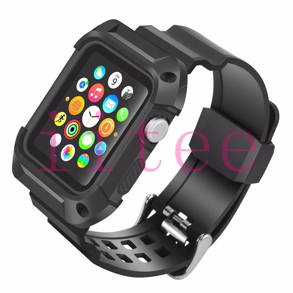 Iitee противоударный прочный защитный чехол с черными ремешками для Apple Watch 42 мм