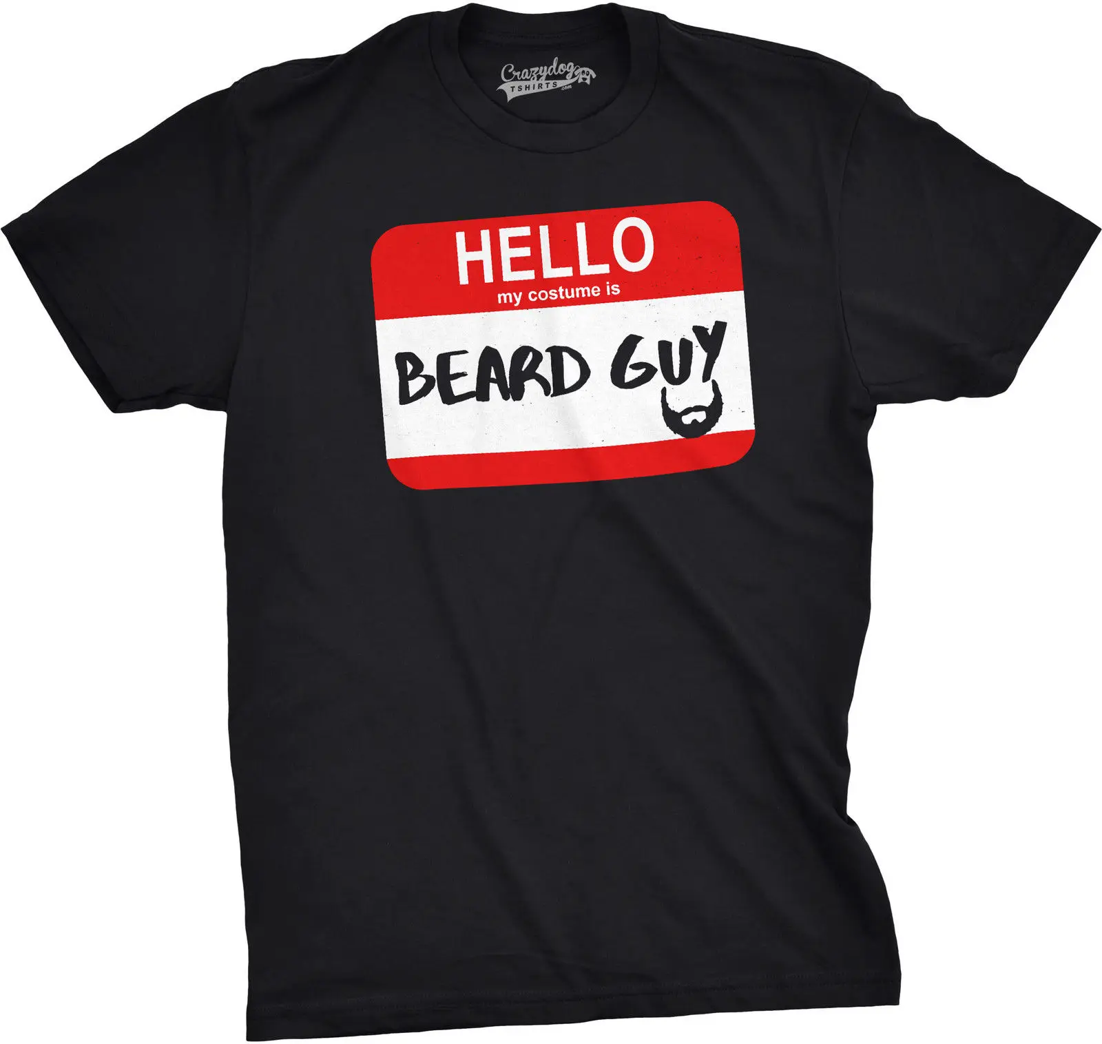 Фото Мужская футболка с надписью Hello My Costume Is Beard Guy забавная на Хэллоуин (черная)
