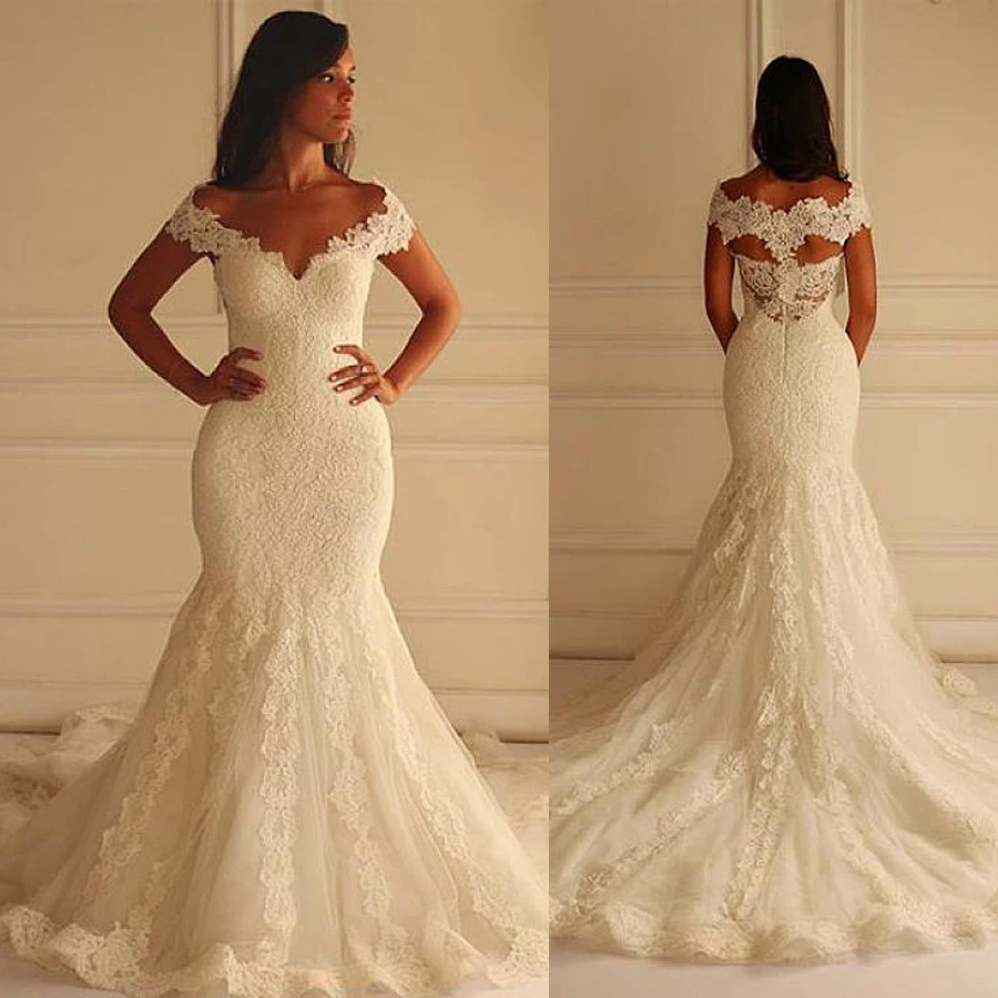 Stunning Tulle Mermaid Wedding Dress With Lace Appliques Plus Size Bridal Dresses vestidos de noite
Stunning Tulle Mermaid Wedding Dress With Lace Appliques Plus Size Bridal Dresses vestidos de noite