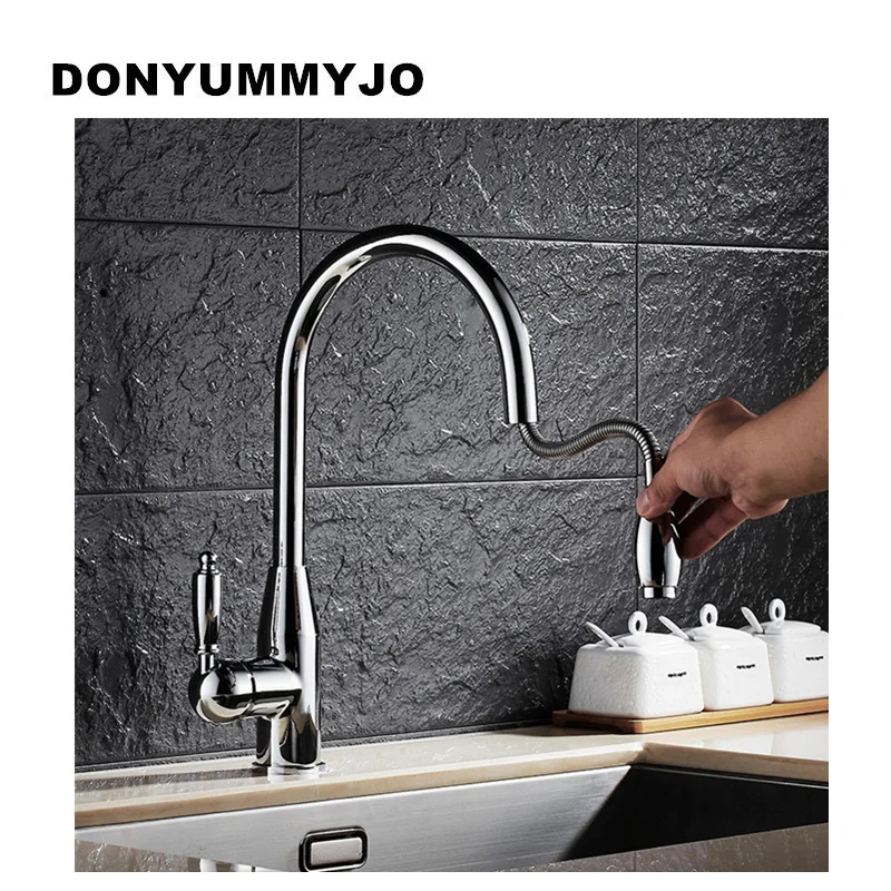 Современный новый хромированный кухонный смеситель DONYUMMYJO, выдвижной смеситель с одной ручкой и поворотным носиком для раковины, смеситель ...
Современный новый хромированный кухонный смеситель DONYUMMYJO, выдвижной смеситель с одной ручкой и поворотным носиком для раковины, смеситель ...