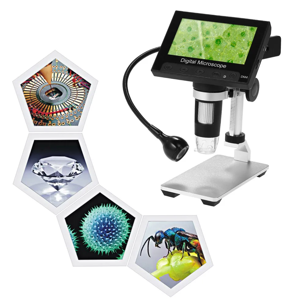 Digital 720P 1080P Portable Microscope with 1000X 4.3in LCD Display & Metal Stand for Circuit Board Repair Soldering Tool
Digital 720P 1080P Portable Microscope with 1000X 4.3in LCD Display & Metal Stand for Circuit Board Repair Soldering Tool