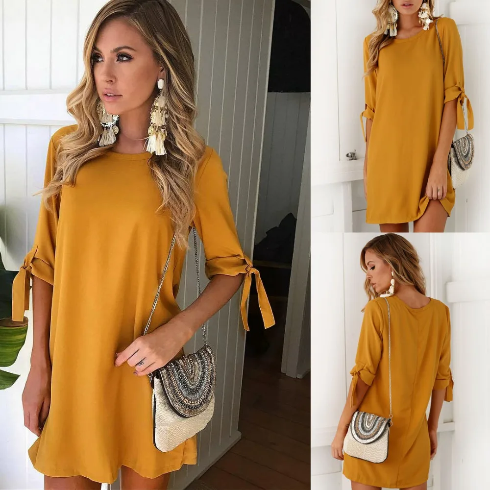New Casual Dress Women Solid Loose Dresses Half Sleeved 2018 Autumn S-3XL Women Mini Dress Lace Up Plus Size Women Clothings
New Casual Dress Women Solid Loose Dresses Half Sleeved 2018 Autumn S-3XL Women Mini Dress Lace Up Plus Size Women Clothings