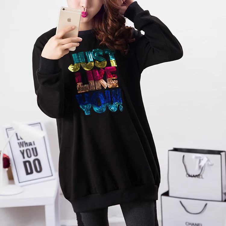 Winter Long Warm Thickened Plus Velvet Outer Bottoming Shirt Size Letter Decoration Clothing 4xl Ladies Tops shirts Casual | Женская