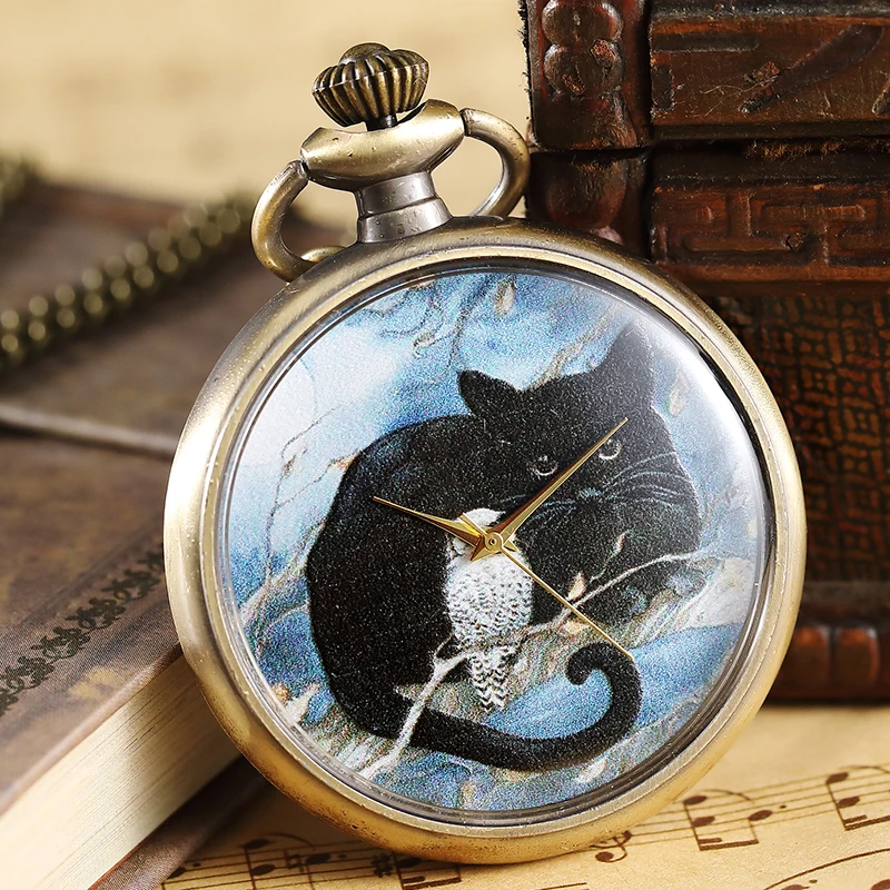 Vintage Owl And Cat Pattern Painting Pocket Watch Men Women Necklace Chain Elegant Pendant Bronze Analog Quartz Male Clock Watch
Vintage Owl And Cat Pattern Painting Pocket Watch Men Women Necklace Chain Elegant Pendant Bronze Analog Quartz Male Clock Watch