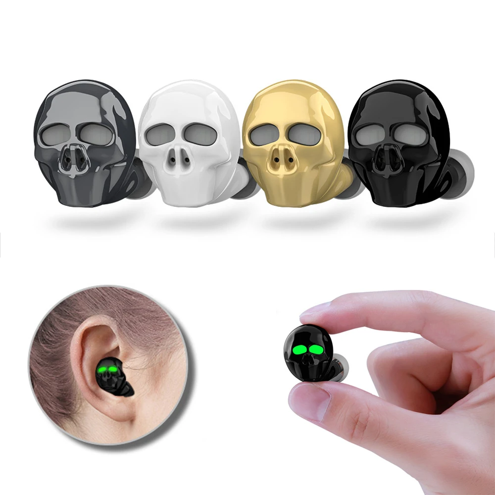 Череп кости беспроводные Bluetooth наушники с микрофоном шумоподавление Hi-Fi Handsfree бас