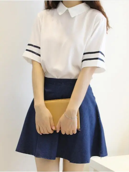 New Japanese/Korean School Uniforms Cute Girl Sailor Suit Student Clothing Casual Outfits t Shirt+Skirt Navy style
New Japanese/Korean School Uniforms Cute Girl Sailor Suit Student Clothing Casual Outfits t Shirt+Skirt Navy style
