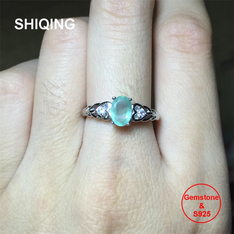 Серебряные кольца SHIQING с натуральным Изумрудным драгоценным камнем зеленого