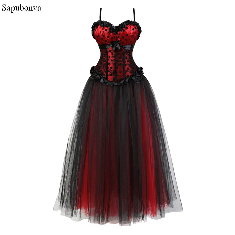 Sapubonva corset bustier skirts for women party floral lace with straps corset mesh dress long sexy costume corselet red black
Sapubonva corset bustier skirts for women party floral lace with straps corset mesh dress long sexy costume corselet red black