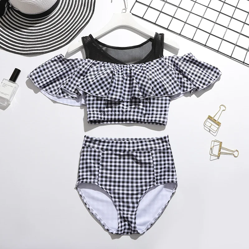 Two Piece Swimsuit High Waist Sexy Swimwear Lotus Sleeve Plaid Women Bathing Suit Swim Ruffle Bikini Beach Wear Suit Swimsuit
Two Piece Swimsuit High Waist Sexy Swimwear Lotus Sleeve Plaid Women Bathing Suit Swim Ruffle Bikini Beach Wear Suit Swimsuit