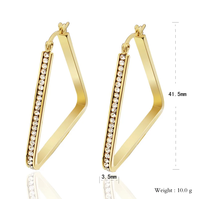 Newest Fashion Hoop Stainless Steel Earrings CZ Triangle En Single Row Jewelry For Women Wholesales
Newest Fashion Hoop Stainless Steel Earrings CZ Triangle En Single Row Jewelry For Women Wholesales