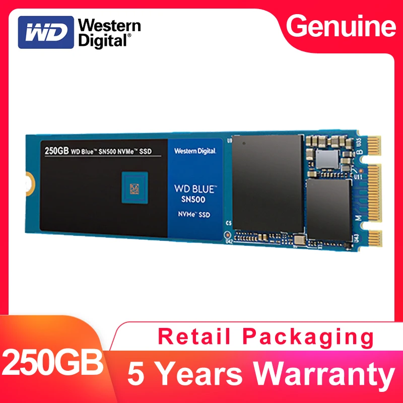 WESTERN DIGITAL WD BULE SN500 SSD 250 ГБ M.2 2280 NVMe PCIe Gen3 * 2 двухканальный Внутренний твердотельный