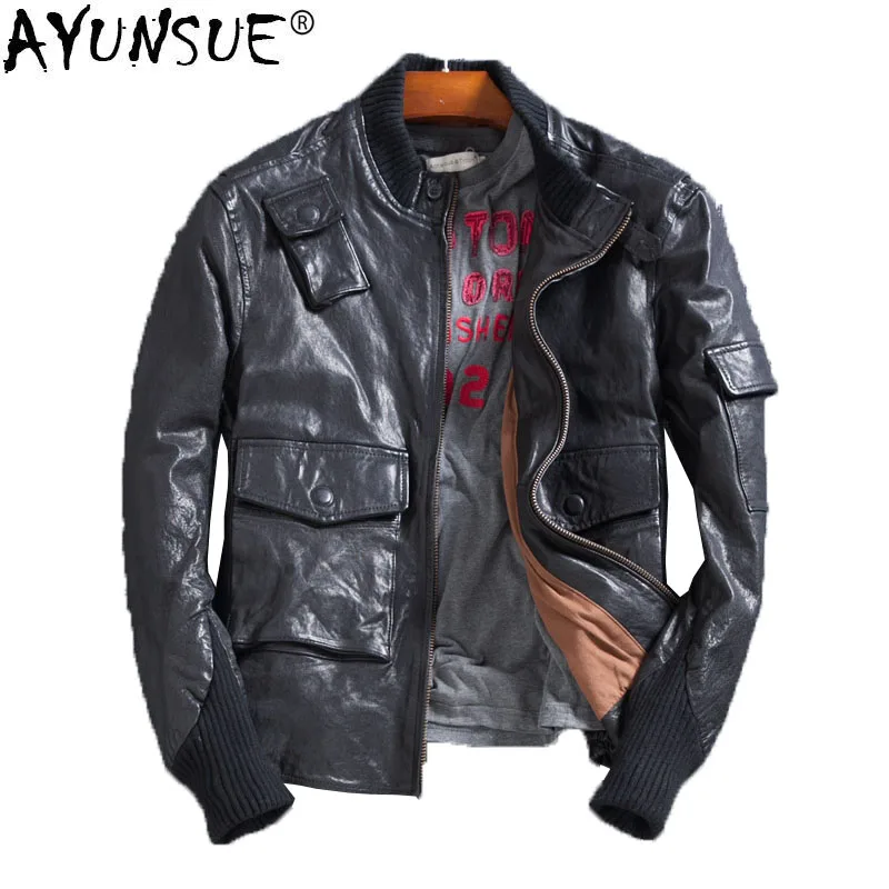 AYUNSUE Genuine Leather Jacket Korean Oil Wax Sheepskin Coat for Men Short Spring Motorcycle Men Leather Jacket LJ1719 KJ1412
AYUNSUE Genuine Leather Jacket Korean Oil Wax Sheepskin Coat for Men Short Spring Motorcycle Men Leather Jacket LJ1719 KJ1412