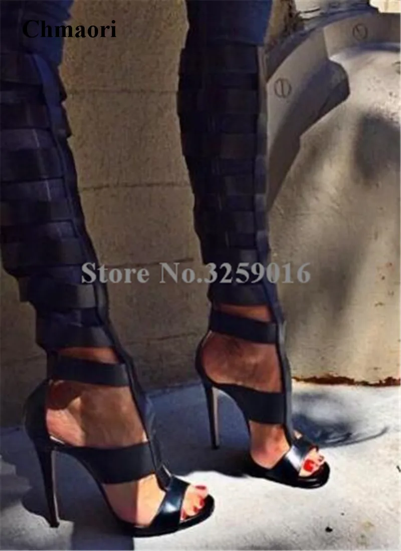 Spring Summer New Fashion Black Leather Knee High Gladiator Boots Straps Design Thin High Heel Long Sandal Boots Dress Shoes
Spring Summer New Fashion Black Leather Knee High Gladiator Boots Straps Design Thin High Heel Long Sandal Boots Dress Shoes