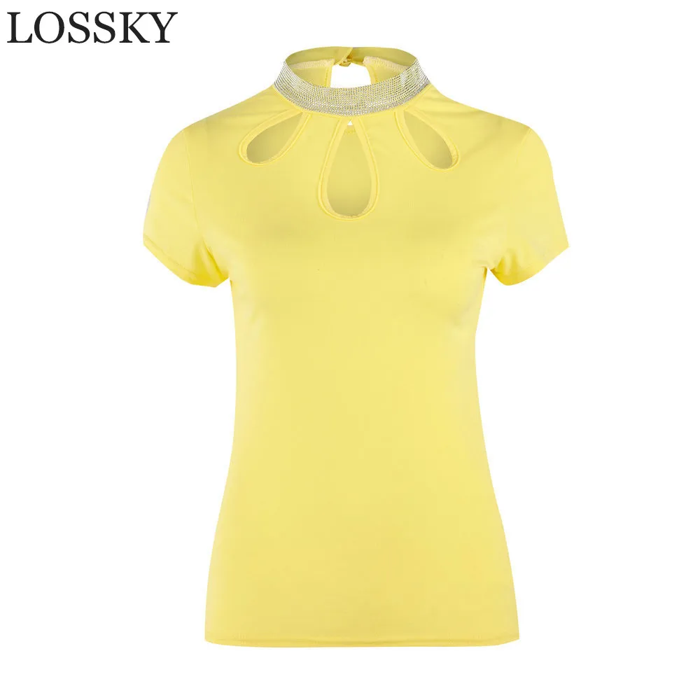 Summer Sexy Diamonds Hollow Out Slim T Shirt Casual O Neck Short Sleeve Solid Fashion Bodycon T-shirt Yellow Red Tee Tops Tshirt
Summer Sexy Diamonds Hollow Out Slim T Shirt Casual O Neck Short Sleeve Solid Fashion Bodycon T-shirt Yellow Red Tee Tops Tshirt