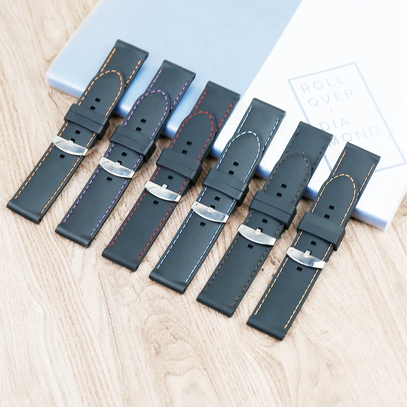 Men's watch accessories silicone needle buckle 24mm suture rubber watch with outdoor sports waterproof ladies strap
Men's watch accessories silicone needle buckle 24mm suture rubber watch with outdoor sports waterproof ladies strap