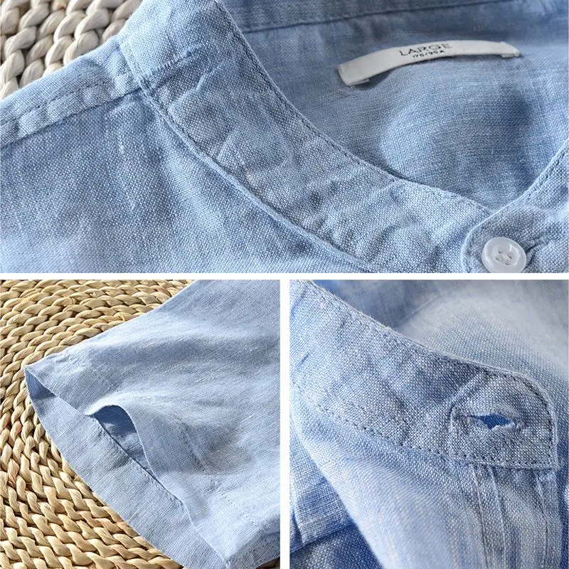 Summer New 2020 Short Sleeve Linen Mens Shirts Stand-Collar Solid Color Casual Cotton Clothes Fashion Male Tops
Summer New 2020 Short Sleeve Linen Mens Shirts Stand-Collar Solid Color Casual Cotton Clothes Fashion Male Tops