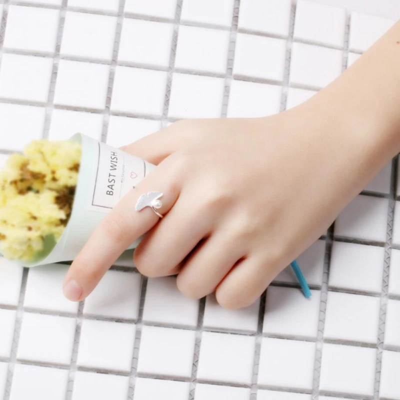 Sole Memory Ginkgo Leaves Pearls Fresh Cute Art 925 Sterling Silver Female Resizable Opening Rings SRI262 
Sole Memory Ginkgo Leaves Pearls Fresh Cute Art 925 Sterling Silver Female Resizable Opening Rings SRI262