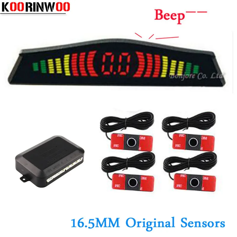 

Koorinwoo Original Car Parktronic Double CPU Car Parking Sensor 4 Probes Sysem blind Probes System Car Detector Reverse For Car