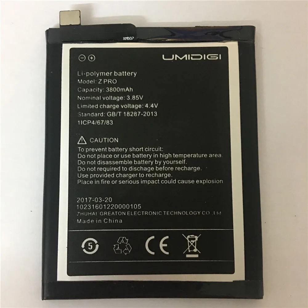 

Высокое качество 100% новый оригинальный Umi Z Pro Аккумулятор UMIDIGI Z Pro большая емкость 3800 мАч Резервное копирование для смартфона UMI Z Pro