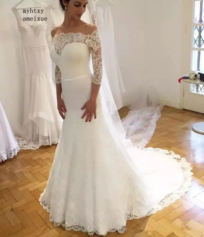 Vintage Full Lace 2020 Sexy Wedding Dresses Mermaid Long Sleeves Bridal Gowns Bateau Neck Sweep Train Wedding Reception Dress
Vintage Full Lace 2020 Sexy Wedding Dresses Mermaid Long Sleeves Bridal Gowns Bateau Neck Sweep Train Wedding Reception Dress
