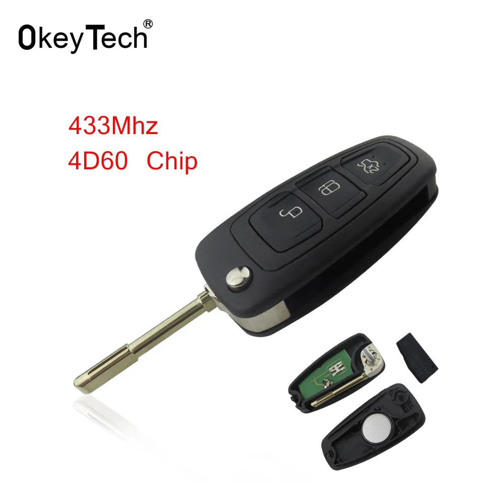 OkeyTech 4D60 Chip Car Remote Key Flip Folding Suit For Ford Focus Mk1 Mondeo Transit Connect Uncut FO21 Blade 3 Button 433Mhz
OkeyTech 4D60 Chip Car Remote Key Flip Folding Suit For Ford Focus Mk1 Mondeo Transit Connect Uncut FO21 Blade 3 Button 433Mhz