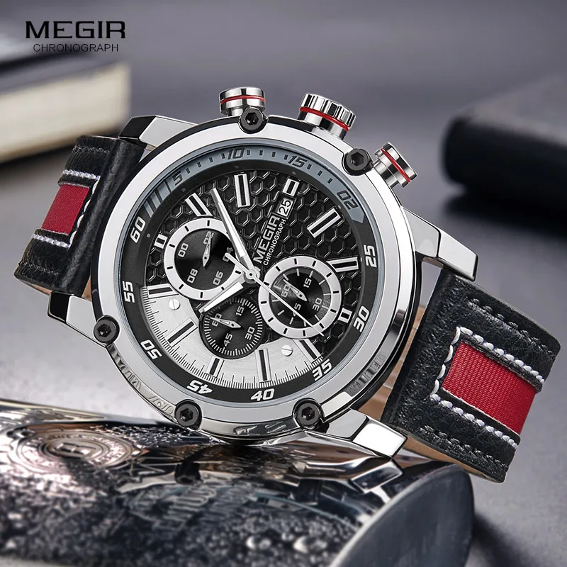 MEGIR Men's Waterproof Leather Strap Quartz Watches Fashion Chronograph Wrist Watch for Man Luminous Hands 2079GBK-1
MEGIR Men's Waterproof Leather Strap Quartz Watches Fashion Chronograph Wrist Watch for Man Luminous Hands 2079GBK-1